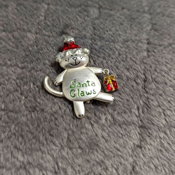 Vintage Santa Claws Christmas Cat Brooche - Picture 8 of 8